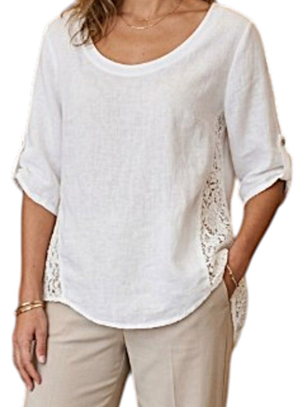 Lungo L’Arno Linen Lace Tunic White Oversize Made in Italy Size Small
